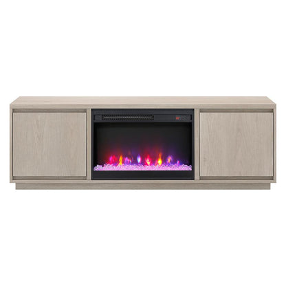 Hudson & Canal - Presque Rectangular TV Stand with 26in Crystal Fireplace for TVs up to 75in in Alder White - TV2316 veiw 2