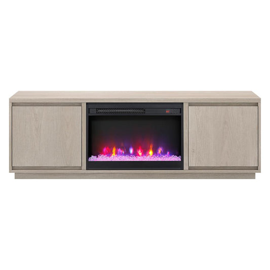 Hudson & Canal - Presque Rectangular TV Stand with 26in Crystal Fireplace for TVs up to 75in in Alder White - TV2316 veiw 2