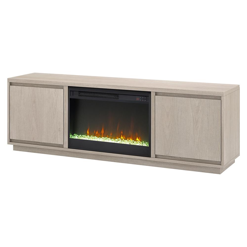 Hudson & Canal - Presque Rectangular TV Stand with 26in Crystal Fireplace for TVs up to 75in in Alder White - TV2316 veiw 3