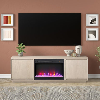 Hudson & Canal - Presque Rectangular TV Stand with 26in Crystal Fireplace for TVs up to 75in in Alder White - TV2316 veiw 4