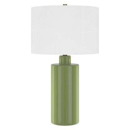 Hudson & Canal - Selina 25in Tall Ceramic Table Lamp with Fabric Shade in Tarragon Green/White - TL2318 veiw 1