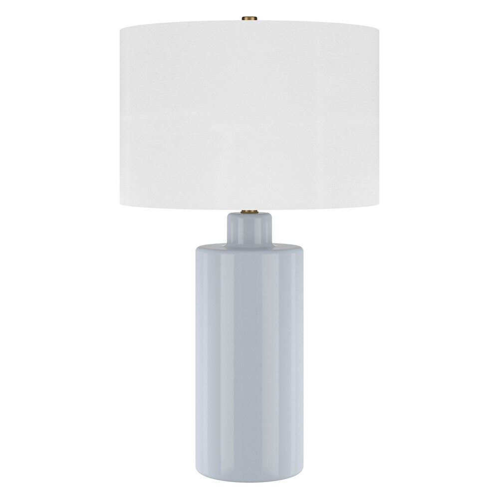 Hudson & Canal - Selina 25in Tall Ceramic Table Lamp with Fabric Shade in Smoky Blue/White - TL2320 veiw 1