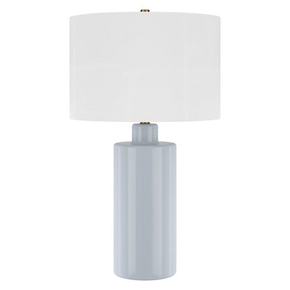 Hudson & Canal - Selina 25in Tall Ceramic Table Lamp with Fabric Shade in Smoky Blue/White - TL2320 veiw 1
