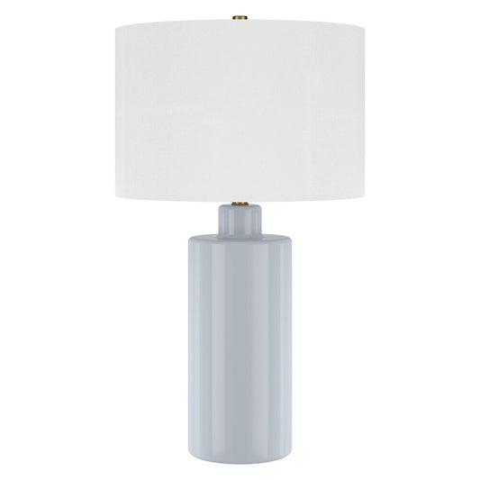 Hudson & Canal - Selina 25in Tall Ceramic Table Lamp with Fabric Shade in Smoky Blue/White - TL2320 veiw 1