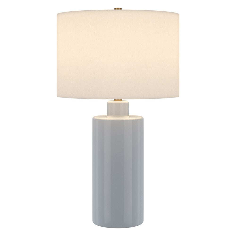 Hudson & Canal - Selina 25in Tall Ceramic Table Lamp with Fabric Shade in Smoky Blue/White - TL2320 veiw 2