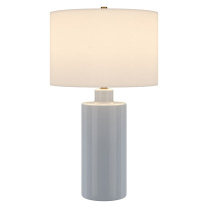 Hudson & Canal - Selina 25in Tall Ceramic Table Lamp with Fabric Shade in Smoky Blue/White - TL2320 veiw 2