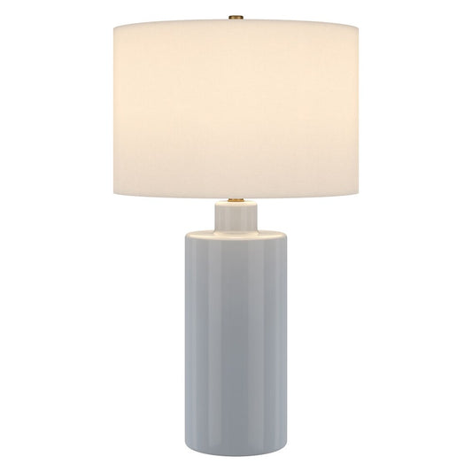 Hudson & Canal - Selina 25in Tall Ceramic Table Lamp with Fabric Shade in Smoky Blue/White - TL2320 veiw 2