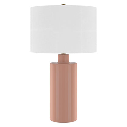 Hudson & Canal - Selina 25in Tall Ceramic Table Lamp with Fabric Shade in Dusty Pink/White - TL2319 veiw 1