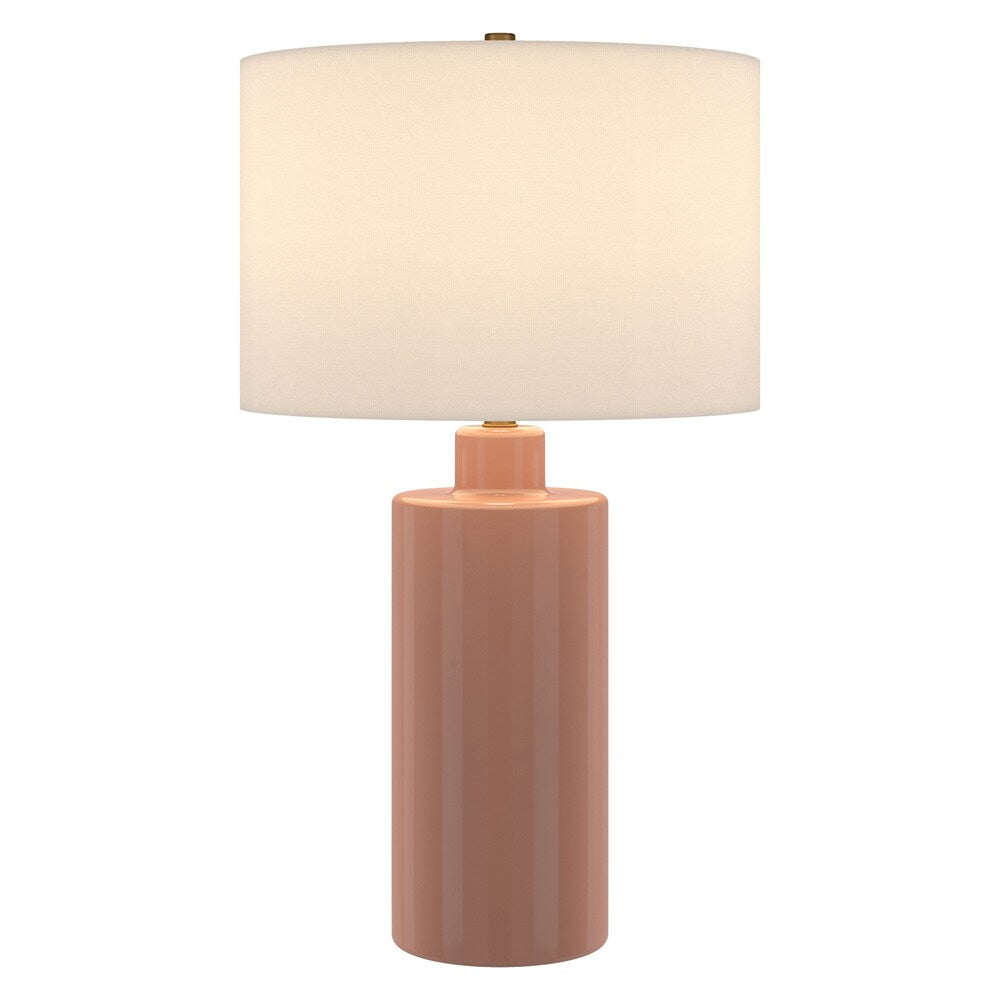 Hudson & Canal - Selina 25in Tall Ceramic Table Lamp with Fabric Shade in Dusty Pink/White - TL2319 veiw 2