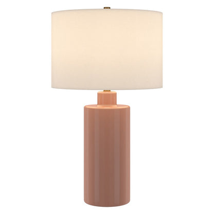 Hudson & Canal - Selina 25in Tall Ceramic Table Lamp with Fabric Shade in Dusty Pink/White - TL2319 veiw 2