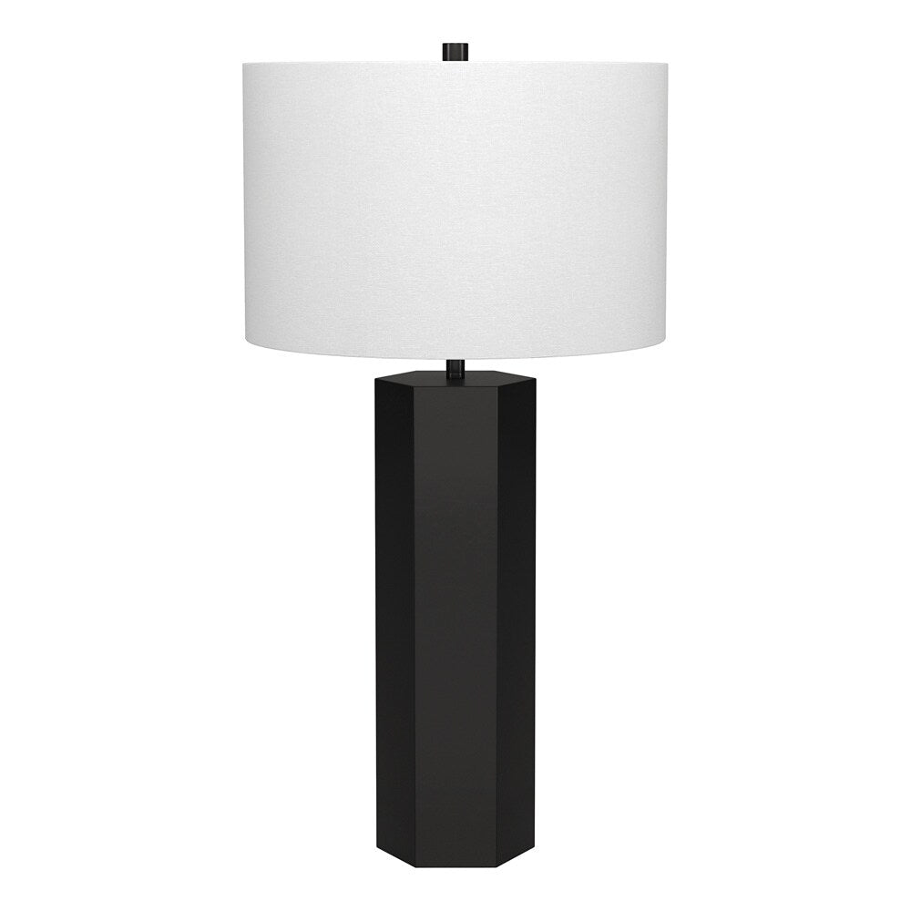 Hudson & Canal - Warren 27.25in Tall Table Lamp with Fabric Shade in Blackened Bronze/White - TL2323 veiw 1