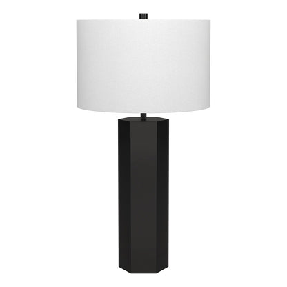 Hudson & Canal - Warren 27.25in Tall Table Lamp with Fabric Shade in Blackened Bronze/White - TL2323 veiw 1