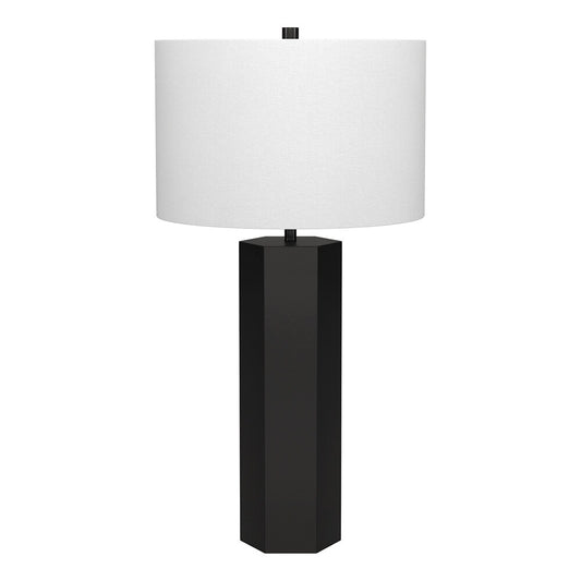Hudson & Canal - Warren 27.25in Tall Table Lamp with Fabric Shade in Blackened Bronze/White - TL2323 veiw 1