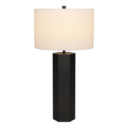 Hudson & Canal - Warren 27.25in Tall Table Lamp with Fabric Shade in Blackened Bronze/White - TL2323 veiw 2