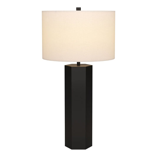 Hudson & Canal - Warren 27.25in Tall Table Lamp with Fabric Shade in Blackened Bronze/White - TL2323 veiw 2