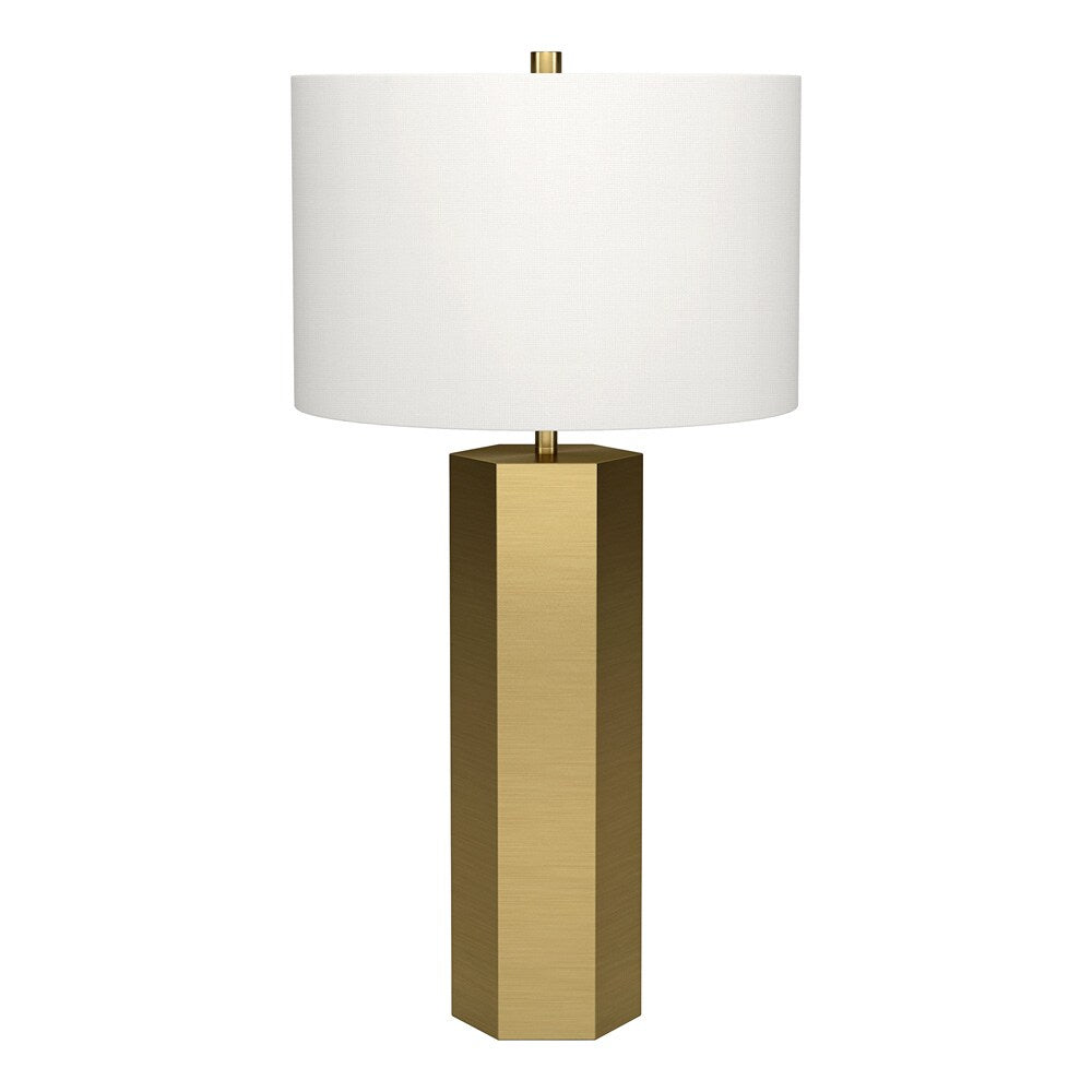 Hudson & Canal - Warren 27.25in Tall Table Lamp with Fabric Shade in Brass/White - TL2324 veiw 1
