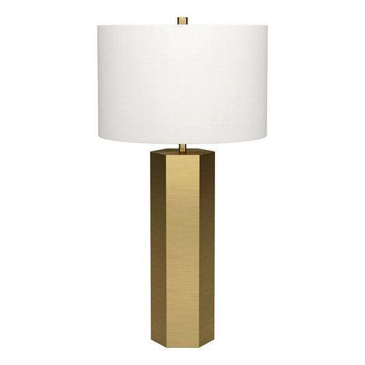 Hudson & Canal - Warren 27.25in Tall Table Lamp with Fabric Shade in Brass/White - TL2324 veiw 1