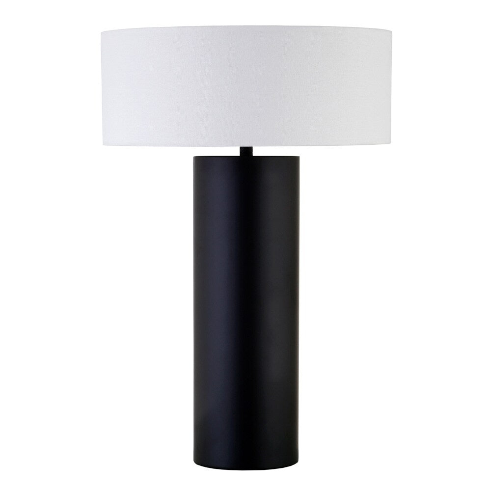 Hudson & Canal - Wells 24in Tall Table Lamp with Fabric Shade in Blackened Bronze/White - TL2349 veiw 1