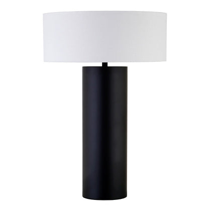 Hudson & Canal - Wells 24in Tall Table Lamp with Fabric Shade in Blackened Bronze/White - TL2349 veiw 1