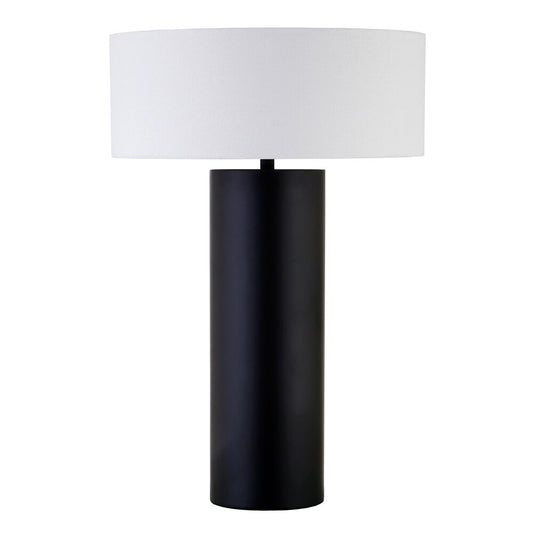 Hudson & Canal - Wells 24in Tall Table Lamp with Fabric Shade in Blackened Bronze/White - TL2349 veiw 1