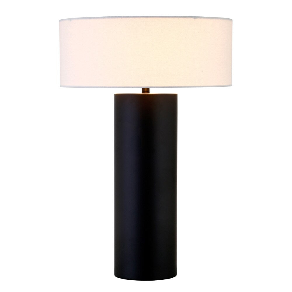 Hudson & Canal - Wells 24in Tall Table Lamp with Fabric Shade in Blackened Bronze/White - TL2349 veiw 2