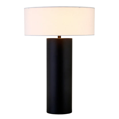 Hudson & Canal - Wells 24in Tall Table Lamp with Fabric Shade in Blackened Bronze/White - TL2349 veiw 2