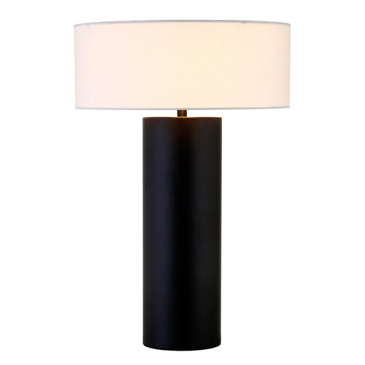 Hudson & Canal - Wells 24in Tall Table Lamp with Fabric Shade in Blackened Bronze/White - TL2349 veiw 2