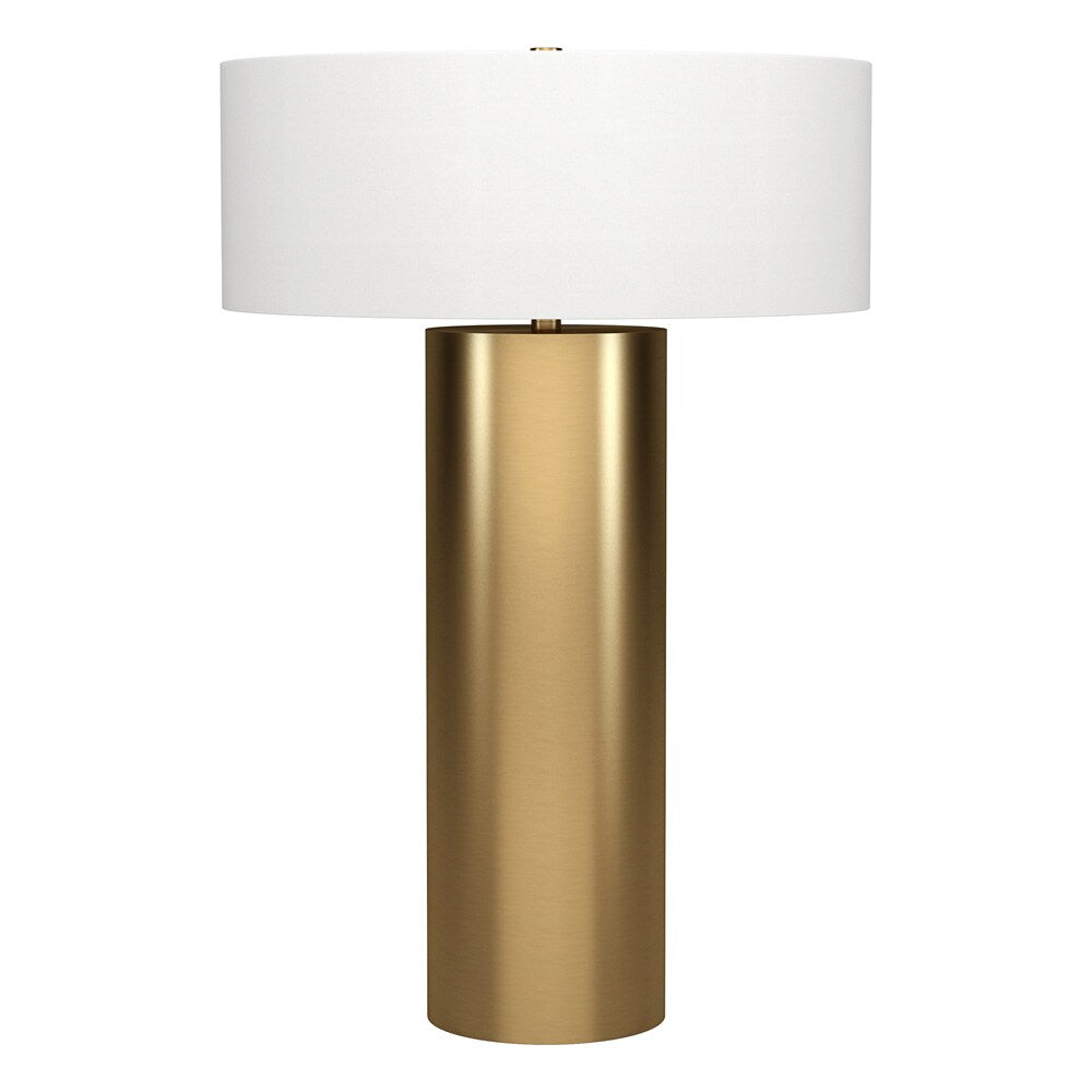 Hudson & Canal - Wells 24in Tall Table Lamp with Fabric Shade in Brass/White - TL2350 veiw 1