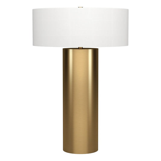 Hudson & Canal - Wells 24in Tall Table Lamp with Fabric Shade in Brass/White - TL2350 veiw 1