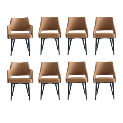 Manhattan Comfort - 8-Piece Tremont Leatherette Dining Chair with Metal Legs in Saddle - 8-DC104-SD veiw 1
