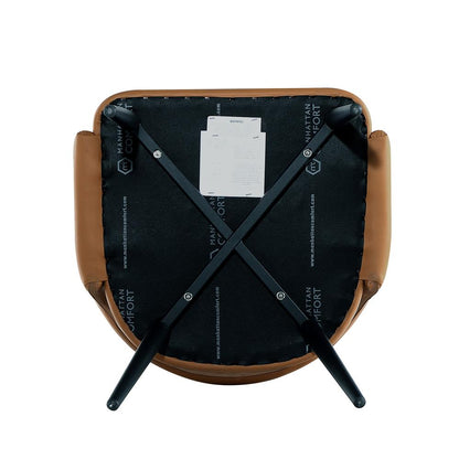 Manhattan Comfort - 8-Piece Tremont Leatherette Dining Chair with Metal Legs in Saddle - 8-DC104-SD veiw 8