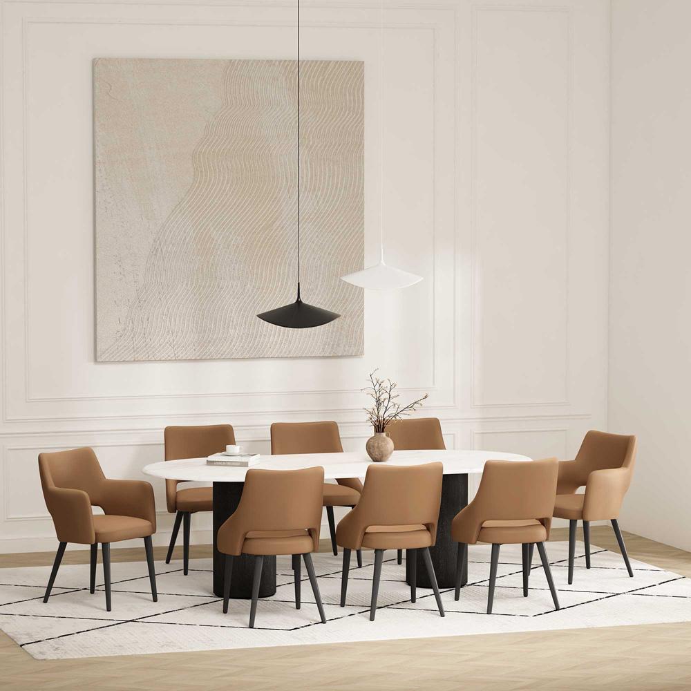 Manhattan Comfort - 8-Piece Tremont Leatherette Dining Chair with Metal Legs in Saddle - 8-DC104-SD veiw 9
