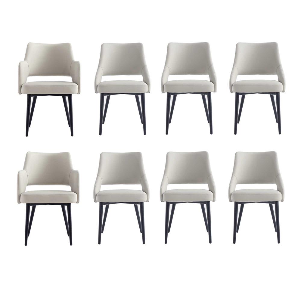 Manhattan Comfort - 8-Piece Tremont Leatherette Dining Chair with Metal Legs in Stone - 8-DC104-ST veiw 1