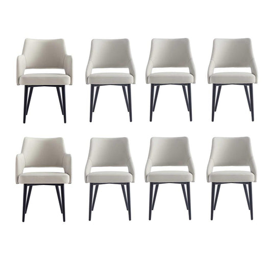 Manhattan Comfort - 8-Piece Tremont Leatherette Dining Chair with Metal Legs in Stone - 8-DC104-ST veiw 1