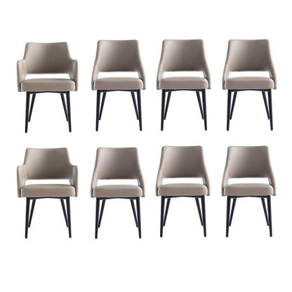 Manhattan Comfort - 8-Piece Tremont Leatherette Dining Chair with Metal Legs in Taupe - 8-DC104-TP veiw 1