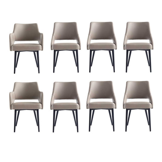 Manhattan Comfort - 8-Piece Tremont Leatherette Dining Chair with Metal Legs in Taupe - 8-DC104-TP veiw 1