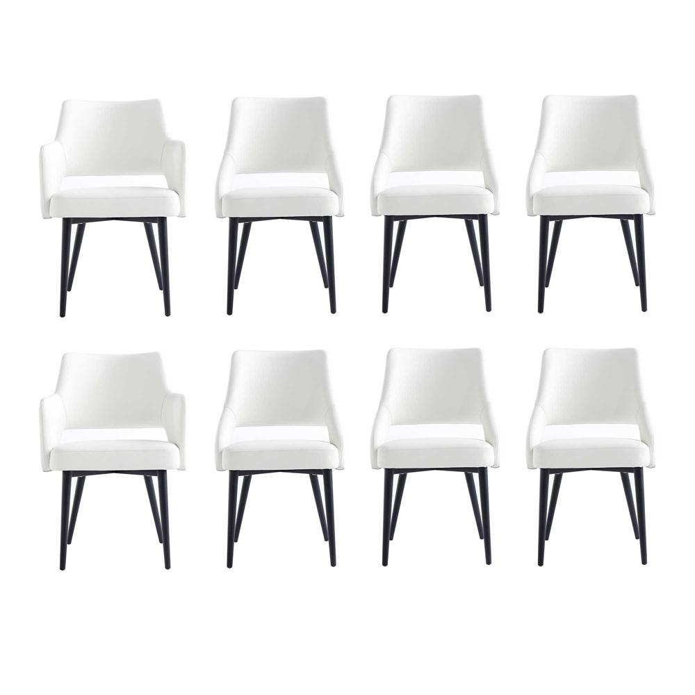 Manhattan Comfort - 8-Piece Tremont Leatherette Dining Chair with Metal Legs in White - 8-DC104-WH veiw 1