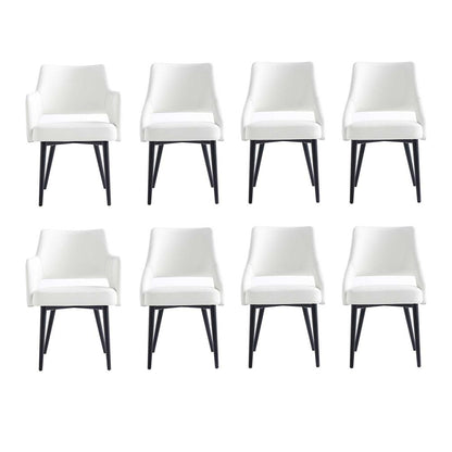 Manhattan Comfort - 8-Piece Tremont Leatherette Dining Chair with Metal Legs in White - 8-DC104-WH veiw 1