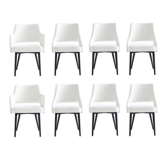 Manhattan Comfort - 8-Piece Tremont Leatherette Dining Chair with Metal Legs in White - 8-DC104-WH veiw 1