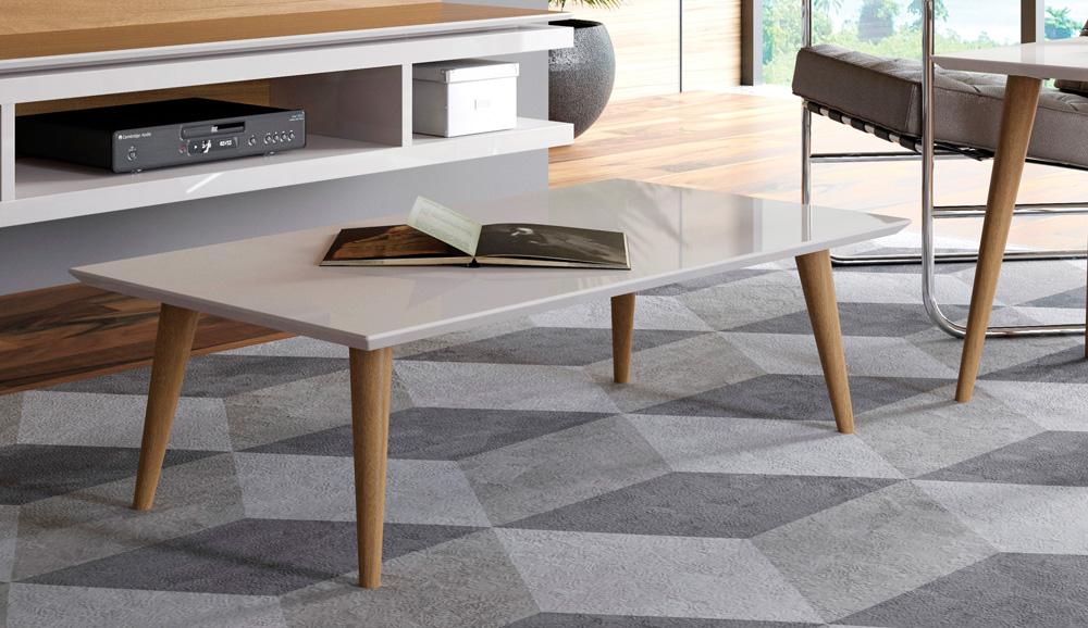 Manhattan Comfort - Utopia 40in Coffee Table with Solid Wood Legs in Off White - 89452 veiw 6