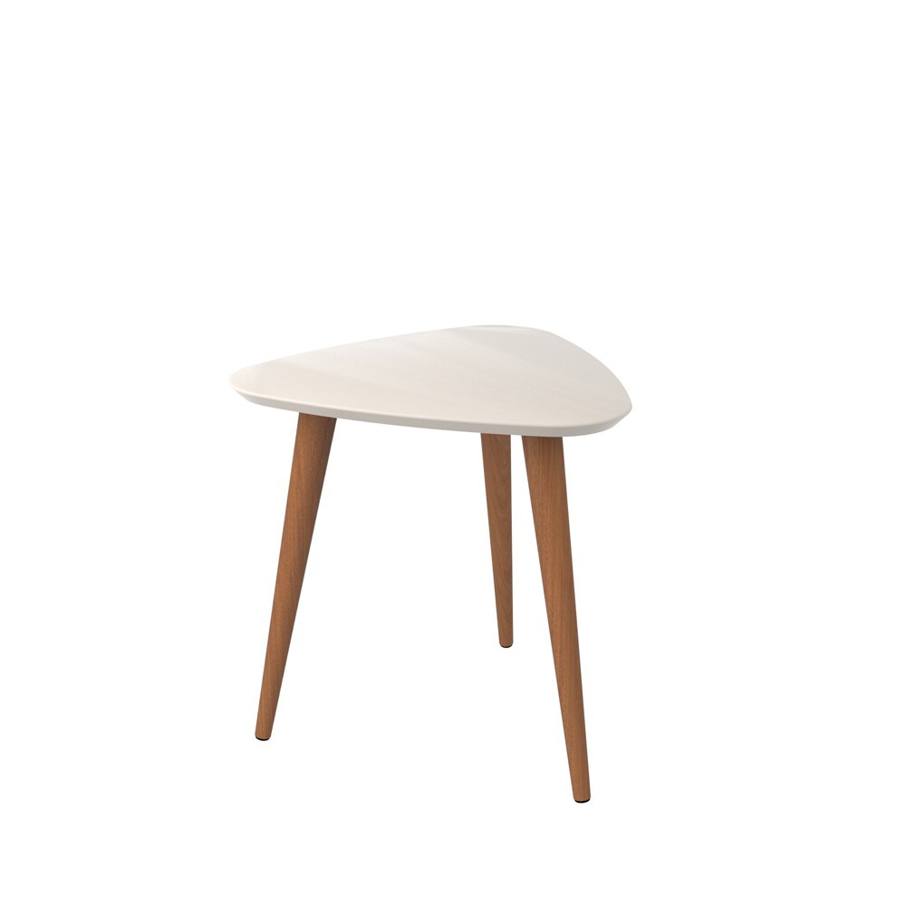 Manhattan Comfort - Utopia Trianlge End Table with Solid Wood Legs in Off White - 89852 veiw 2