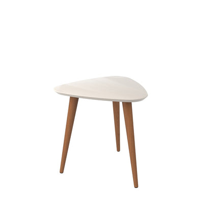 Manhattan Comfort - Utopia Trianlge End Table with Solid Wood Legs in Off White - 89852 veiw 2