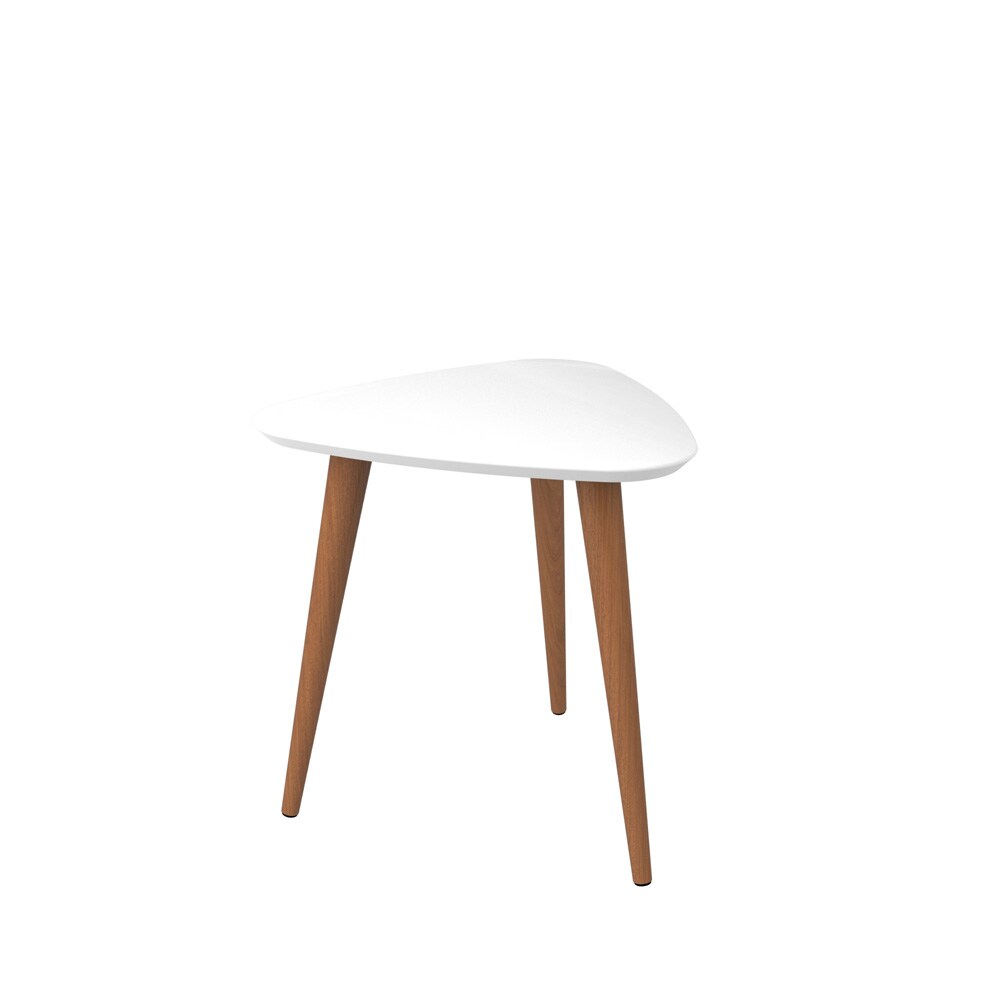 Manhattan Comfort - Utopia Triangle End Table with Solid Wood Legs in White Gloss - 89851 veiw 1