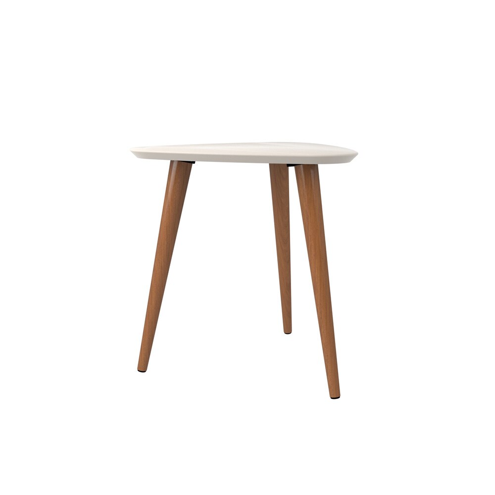 Manhattan Comfort - Utopia Triangle End Table with Solid Wood Legs in White Gloss - 89851 veiw 3