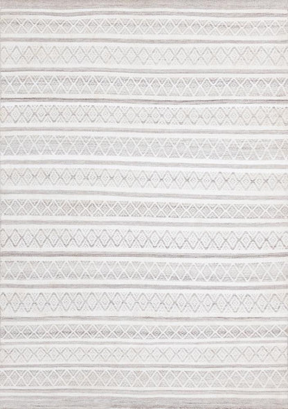 Kalora Interiors - Aspen Grey Cream Striped Diamond Pattern Rug, 53in x 77in - 7215 160230 veiw 1