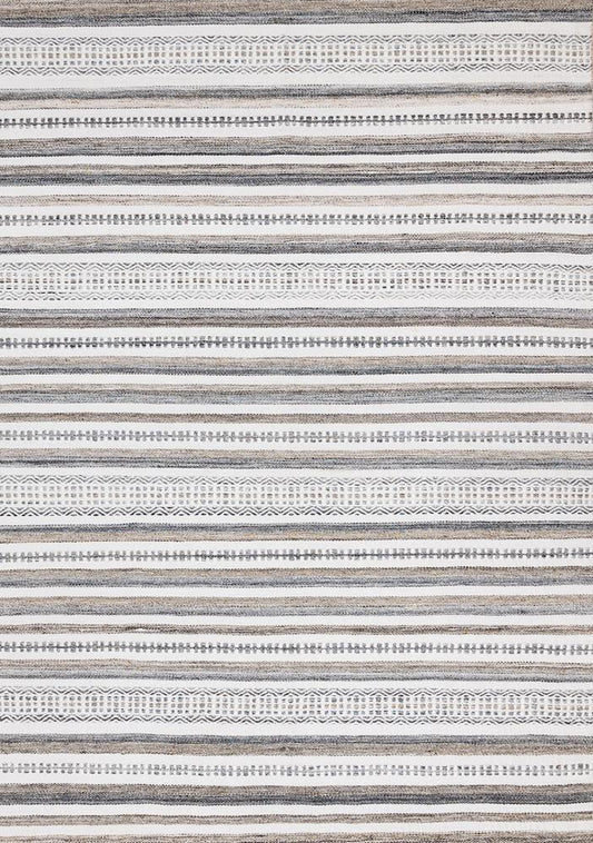 Kalora Interiors - Aspen White Grey Brown Striped Southwestern Pattern Rug, 53in x 77in - 7237 160230 veiw 1