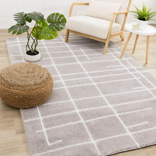 Kalora Interiors - Sully Grey White Broken Lines Design Rug, 710 x 106 - 1228/JU24 240320 veiw 2