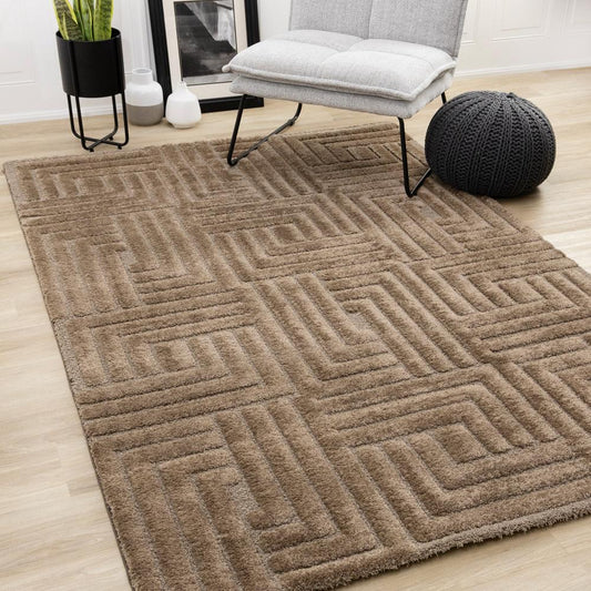 Kalora Interiors - Luxe Brown Maze Design Rug, 710in x 112in - 13005/7222 240340 veiw 2