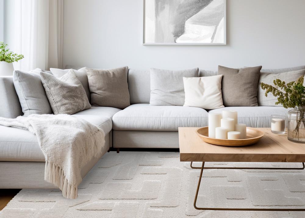 Kalora Interiors - Luxe White Scattered Shapes Design Rug, 710in x 112in - 13036/6191 240340 veiw 3