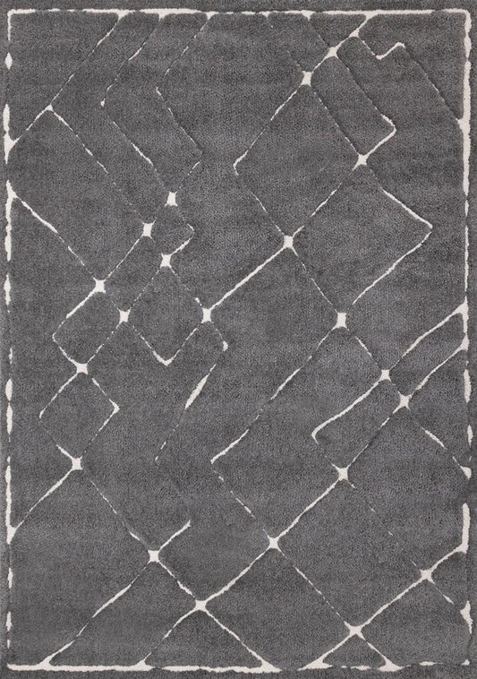 Kalora Interiors - Talia Grey White Broken Lattice Rug, 53in x 77in - 1320/RL26 160230 veiw 1